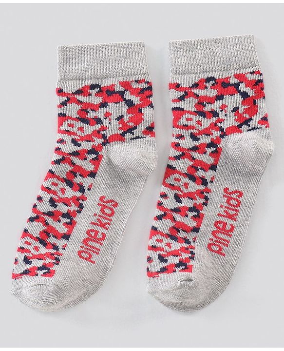 Pine Kids Regular Length Antimicrobial Socks Camo Design Pack of 3 - Multicolor