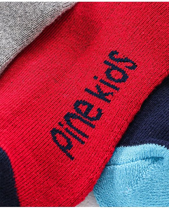 Pine Kids Anti Microbial Ankle Length Terry Socks Text Print Set of 3 Pairs (Color May Vary)