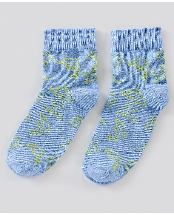 Pine Kids Regular Length Antimicrobial Socks Stripes & Dolphin Design Pack of 3 - Multicolor
