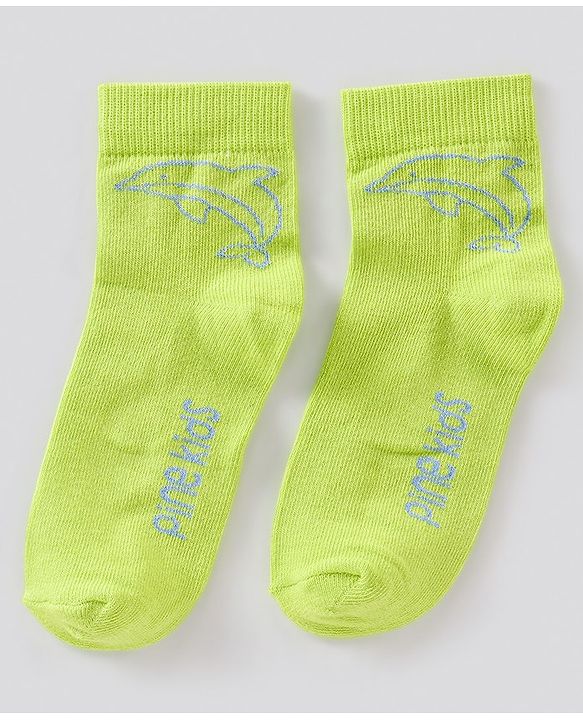 Pine Kids Regular Length Antimicrobial Socks Stripes & Dolphin Design Pack of 3 - Multicolor
