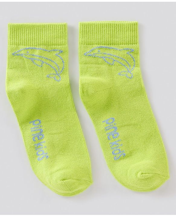 Pine Kids Regular Length Antimicrobial Socks Stripes & Dolphin Design Pack of 3 - Multicolor
