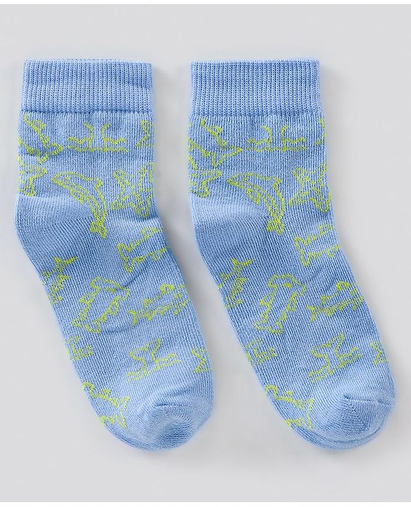 Pine Kids Regular Length Antimicrobial Socks Stripes & Dolphin Design Pack of 3 - Multicolor