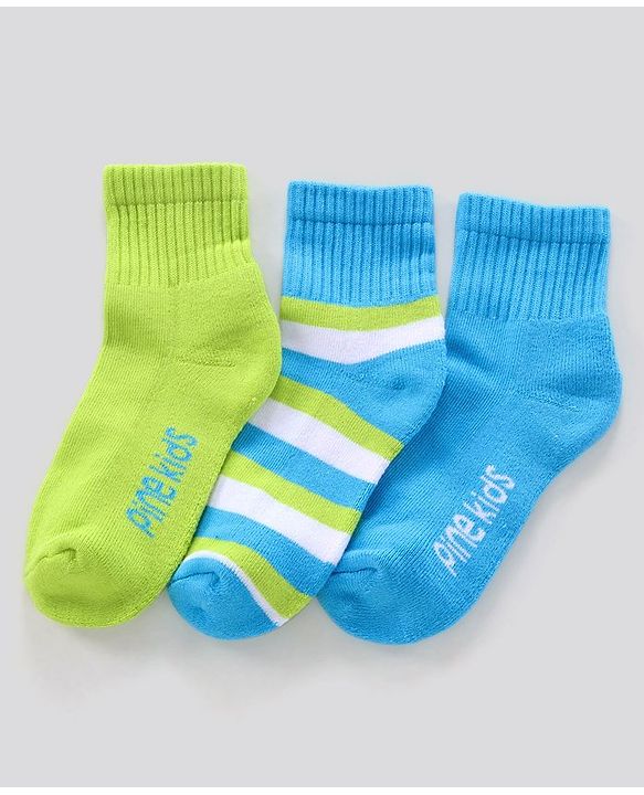 Pine Kids Ankle Length Anti Microbial Washed Terry Socks Pack of 3 (Color May Vary)