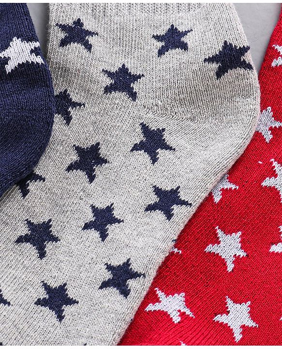 Pine Kids Anti Microbial Ankle Length Terry Socks Star Print Set of 3 Pairs (Color May Vary)