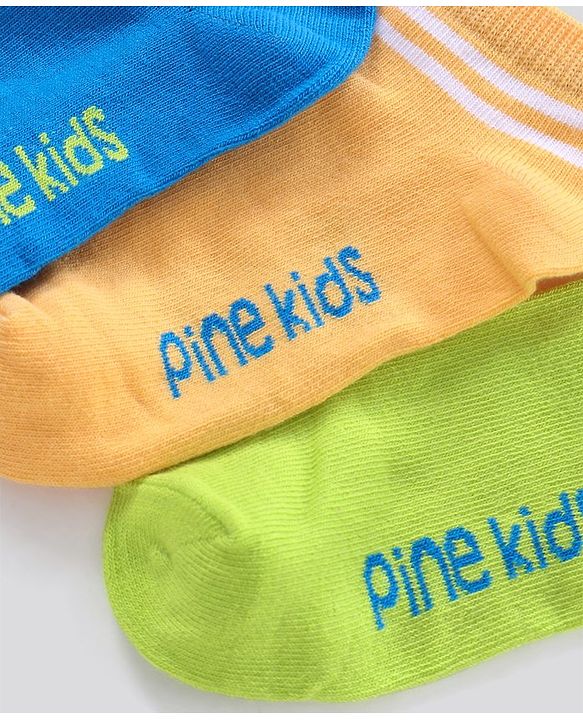 Pine Kids Ankle Length Anti Microbial Washed Socks Pack of 3 (Color May Vary)