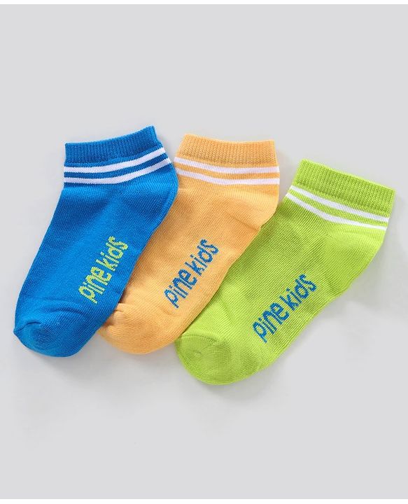Pine Kids Ankle Length Anti Microbial Washed Socks Pack of 3 (Color May Vary)