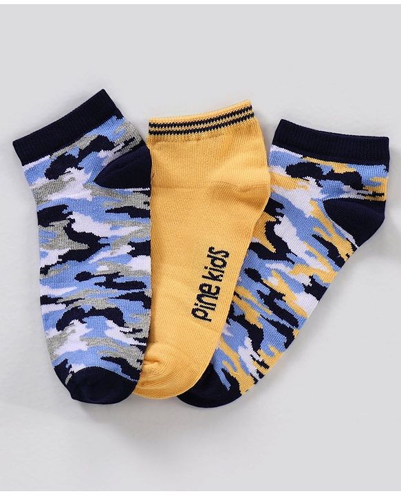 Pine Kids Ankle Length Non-Terry Anti-Microbial Socks Pack of 3 (Colour May Vary)