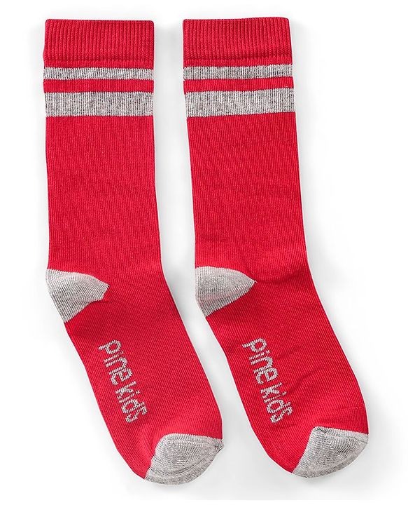 Pine Kids Regular Length Antimicrobial Socks Text Design Pack of 3 - Multicolor