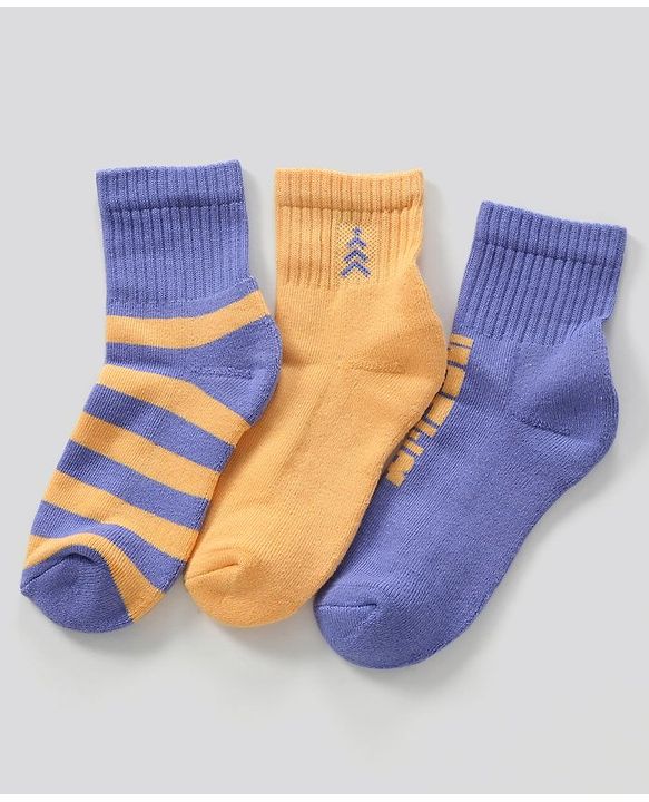 Pine Kids Ankle Length Anti Microbial Washed Terry Socks Pack of 3 (Color May Vary)