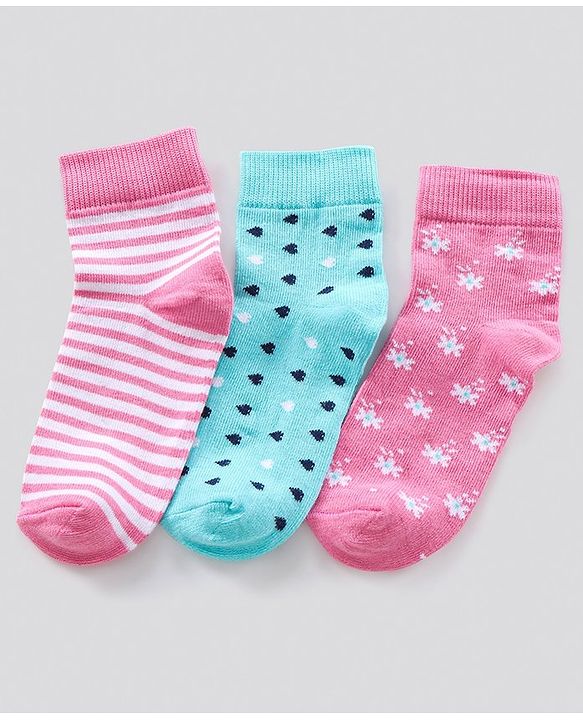 Pine Kids Anti Bacterial Ankle Length Printed Socks Pack Of 3 - Multicolour