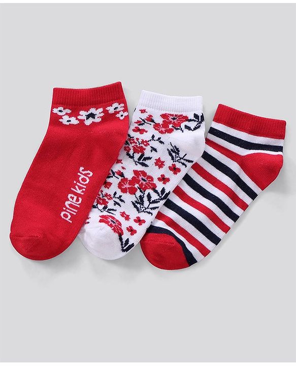 Pine Kids Ankle Length Anti Microbial Washed Socks Pack of 3 (Color May Vary)