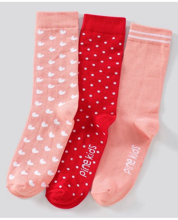 Pine Kids Mid-Calf Non-Terry Anti-Microbial Socks Pack of 3 (Colour May Vary)