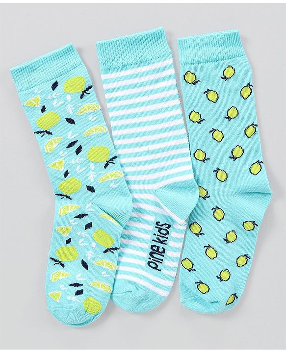 Pine Kids Antimicrobial Washed Mid Calf Length Socks Pack of 3 - Multicolour