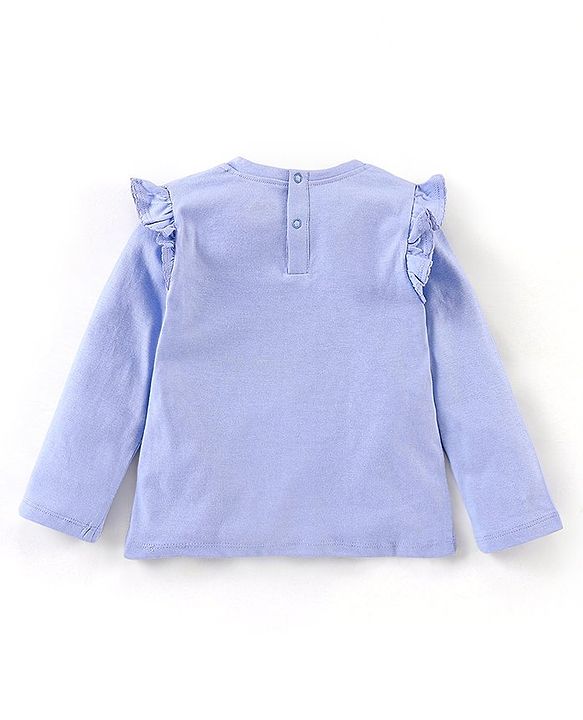 Babyhug Full Sleeves Tee with Graphics & Frill Detailing - Light Purple