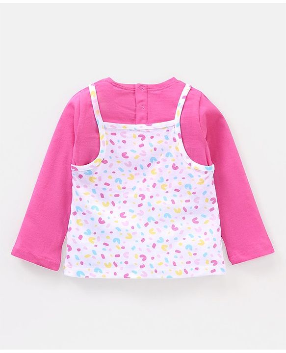Babyhug Full Sleeves Tee with Printed Tank Tee - Pink