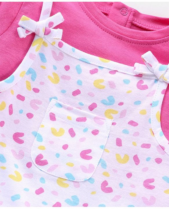 Babyhug Full Sleeves Tee with Printed Tank Tee - Pink