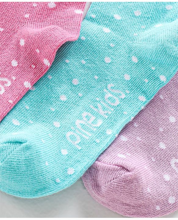 Pine Kids Anti Microbial Socks Dot Design Set of 3 Pairs (Color May Vary)