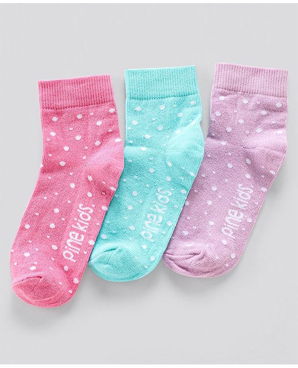 Pine Kids Anti Microbial Socks Dot Design Set of 3 Pairs (Color May Vary)