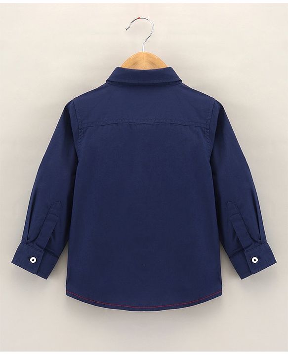 Babyhug Full Sleeves Solid Shirt - Navy Blue Red