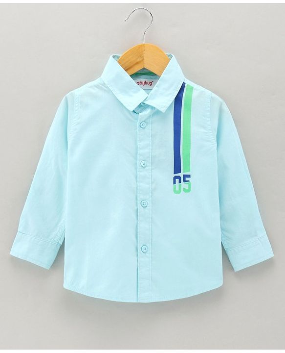 Babyhug Cotton Woven Full Sleeves Shirt Front Print - Blue