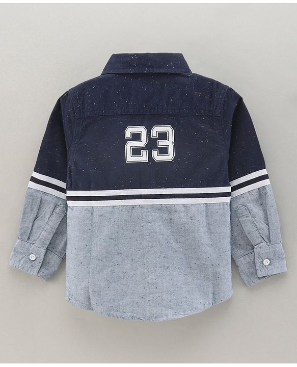 Babyhug Cotton Woven Full Sleeves Shirt Solid Cut & Sew - Blue