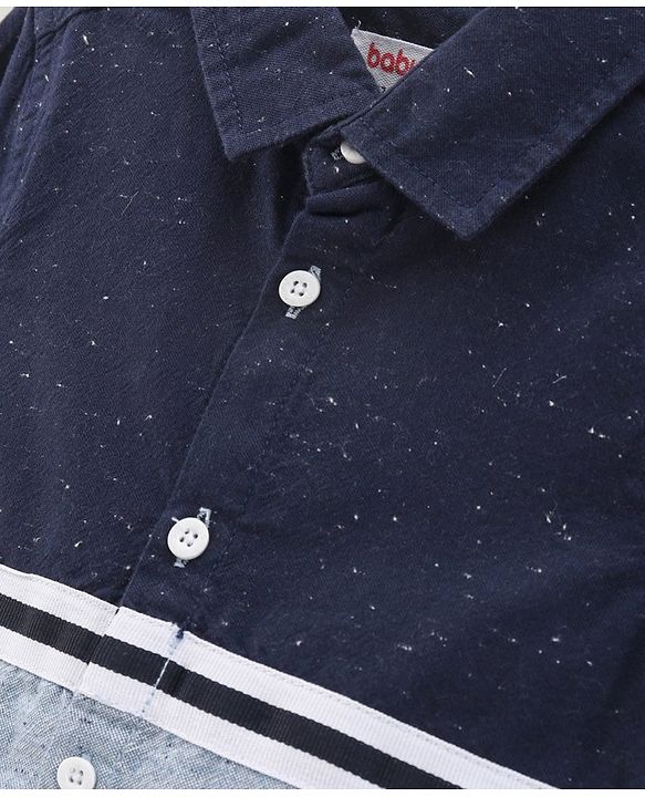 Babyhug Cotton Woven Full Sleeves Shirt Solid Cut & Sew - Blue