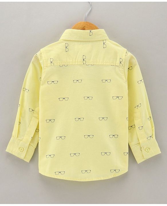 Babyhug Cotton Woven Full Sleeves Shirt Glasses Print - Yellow