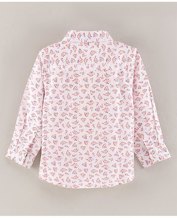 Babyhug Full Sleeves Cotton Shirt with Pencil Shavings Print - White