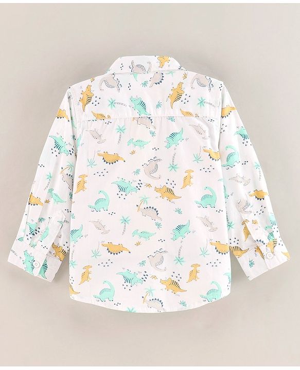 Babyhug Full Sleeves Shirt Dino Print - White