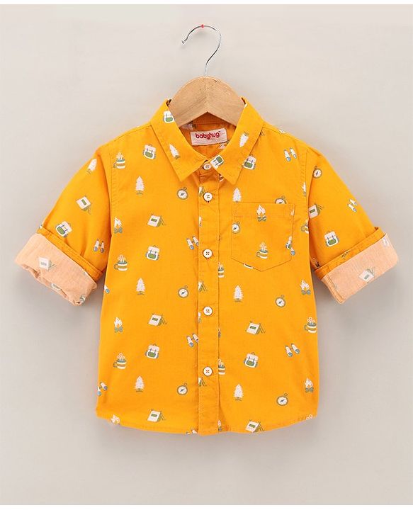 Babyhug Full Sleeves Shirt Multi Print - Yellow