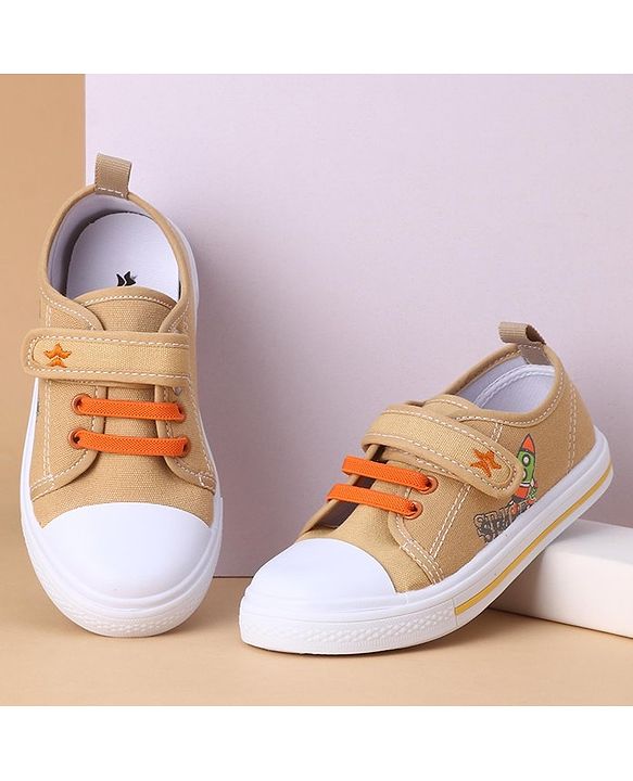 Cute Walk by Babyhug Casual Shoes With Velcro Closure Rocket Print- Mustard