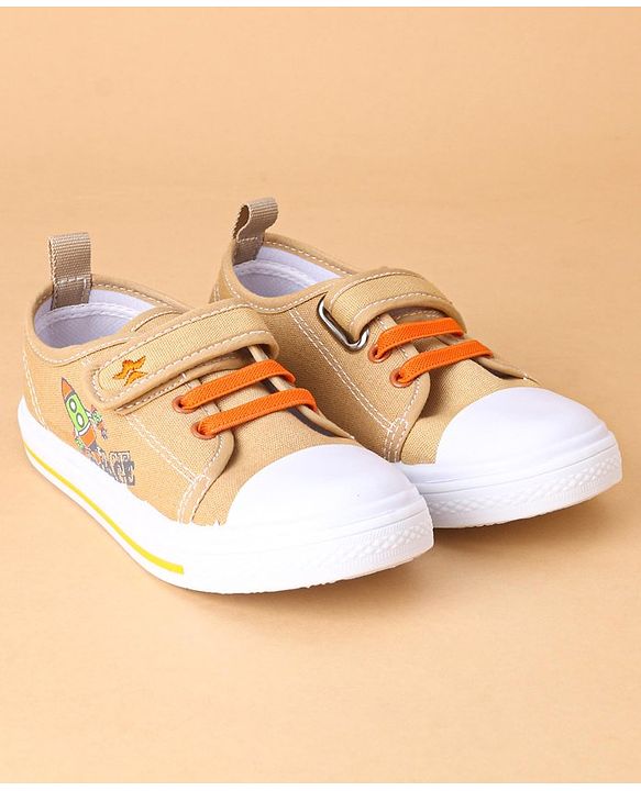 Cute Walk by Babyhug Casual Shoes With Velcro Closure Rocket Print- Mustard