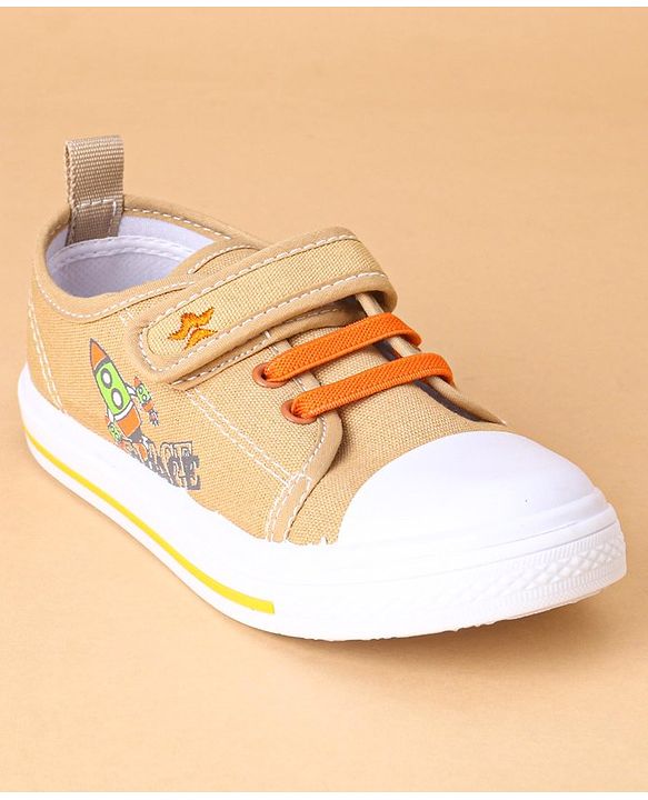 Cute Walk by Babyhug Casual Shoes With Velcro Closure Rocket Print- Mustard