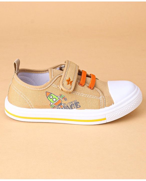 Cute Walk by Babyhug Casual Shoes With Velcro Closure Rocket Print- Mustard