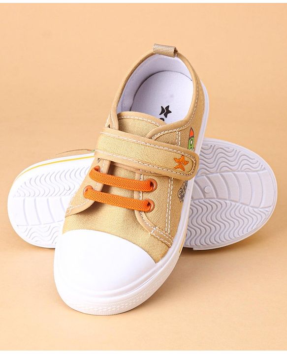 Cute Walk by Babyhug Casual Shoes With Velcro Closure Rocket Print- Mustard