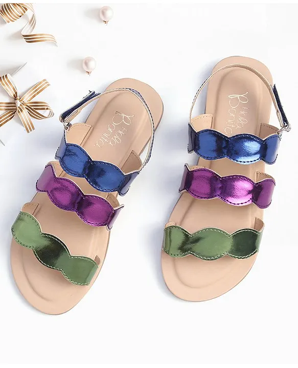 Buy KITTENS Gold Girls Party Wear Velcro Closure Flat Sandal | Shoppers Stop