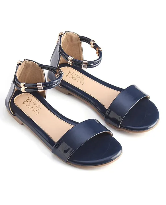 Girls Patent and Glitter Leather Menorcan Sandals Velcro 208 Navy, by  AngelitoS