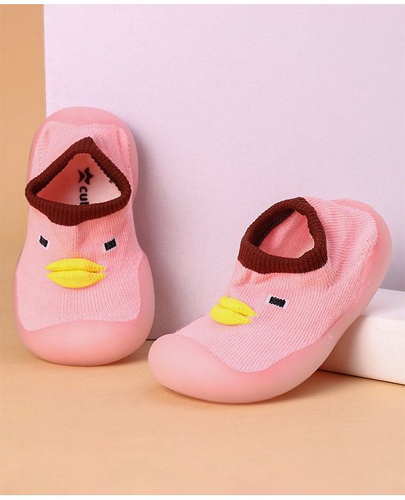 Cute Walk by Babyhug Sock Shoes Animal Design - Pink