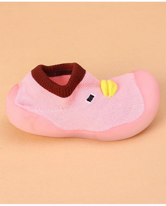 Cute Walk by Babyhug Sock Shoes Animal Design - Pink