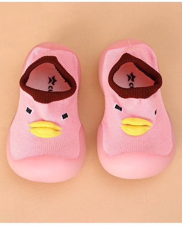 Cute Walk by Babyhug Sock Shoes Animal Design - Pink