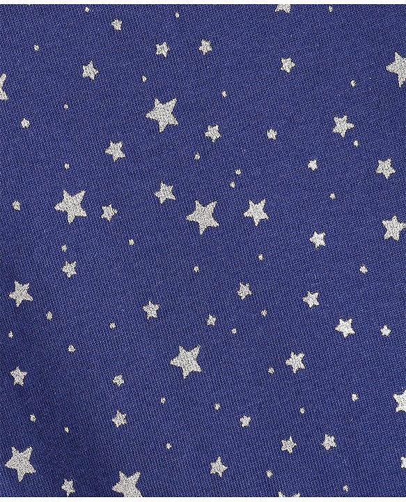 Babyhug 100% Cotton Full Sleeves Frocks With Headband Star Print - Blue