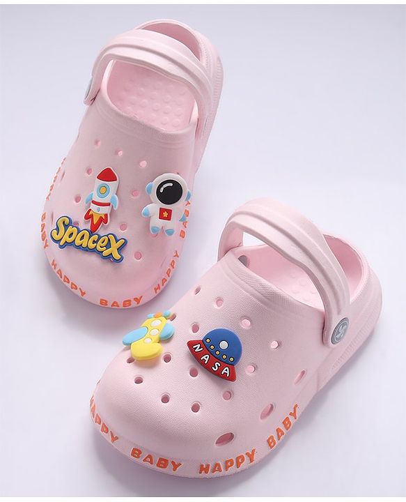 Cute Walk by Babyhug Slip-On Clogs Space-X Applique - Pink (Design May Vary)