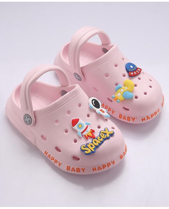 Cute Walk by Babyhug Slip-On Clogs Space-X Applique - Pink (Design May Vary)