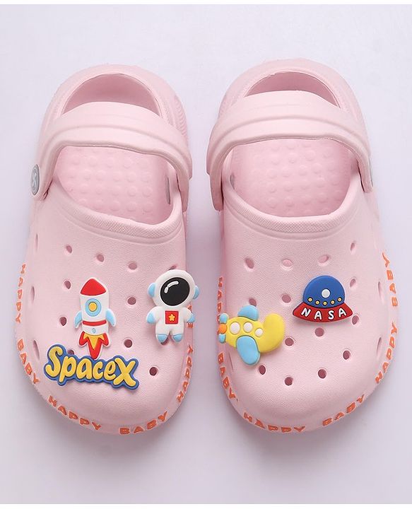 Cute Walk by Babyhug Slip-On Clogs Space-X Applique - Pink (Design May Vary)