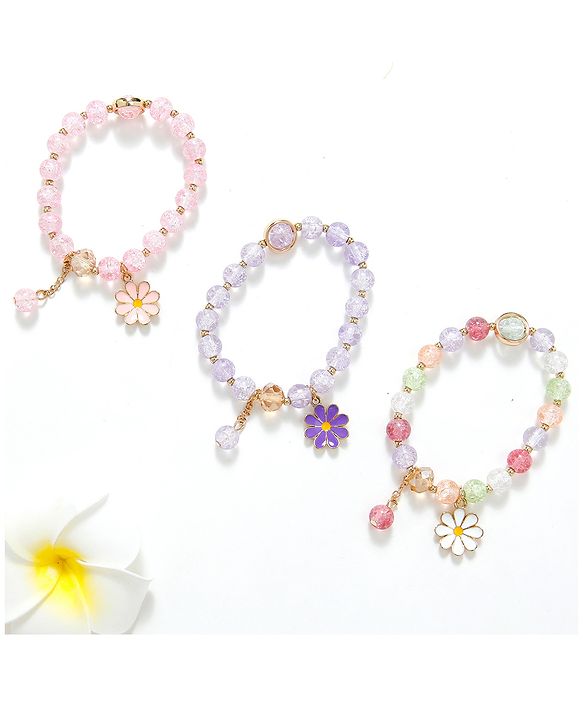 Babyhug Bracelets With Floral Charms Pack of 3 - Multicolor