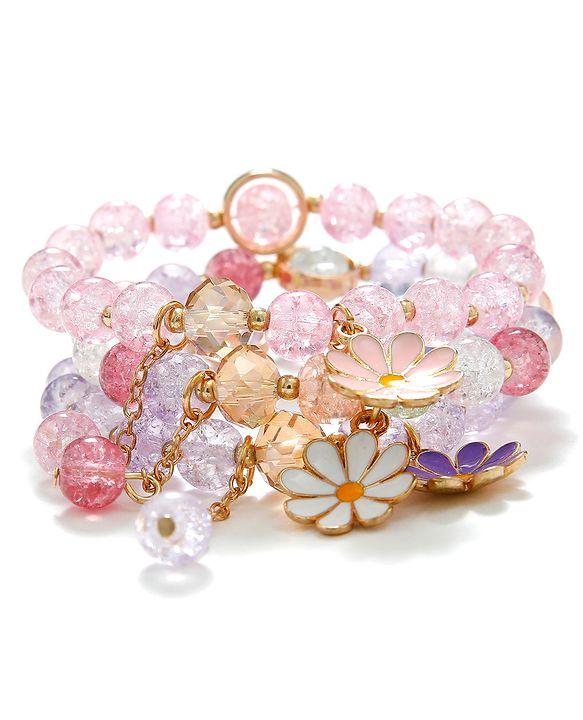 Babyhug Bracelets With Floral Charms Pack of 3 - Multicolor