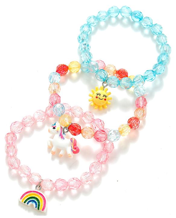 Babyhug Bracelets With Unicorn Charms Pack of 3 - Multicolor