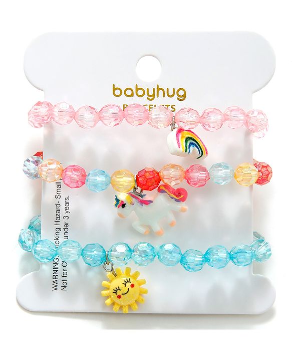 Babyhug Bracelets With Unicorn Charms Pack of 3 - Multicolor