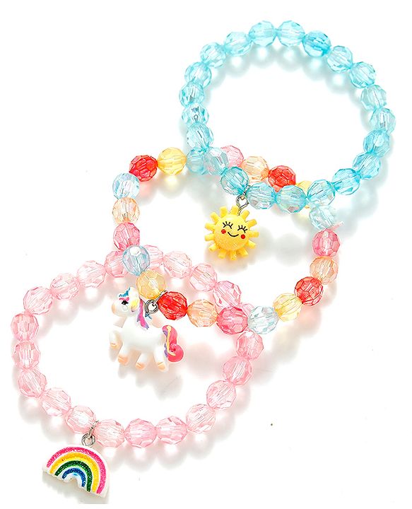Babyhug Bracelets With Unicorn Charms Pack of 3 - Multicolor