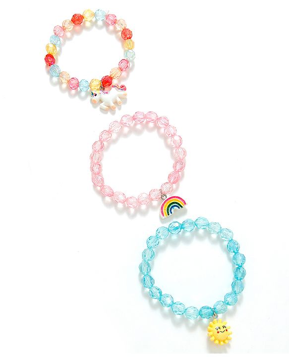 Babyhug Bracelets With Unicorn Charms Pack of 3 - Multicolor